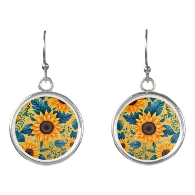Sunflower Yellow Flower Earrings (Front)