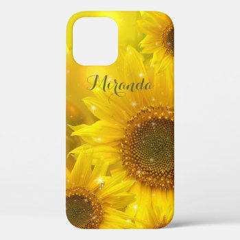 Sunflower Yellow Flower Floral Personalized Iphone 12 Case by wasootch at Zazzle