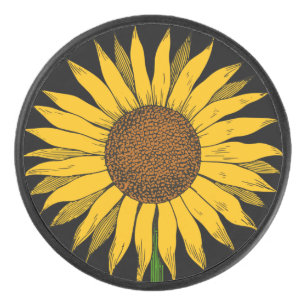 Sunflower Yellow Flower Hockey Puck