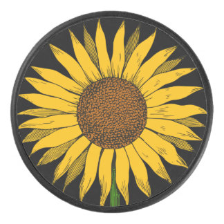 Sunflower Yellow Flower Hockey Puck