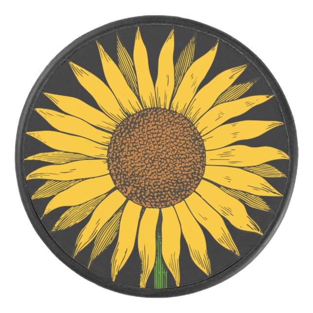 Sunflower Yellow Flower Hockey Puck (Front)
