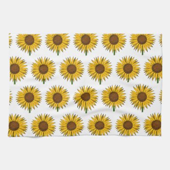 Sunflower Yellow Flower Kitchen Towel by YLGraphics at Zazzle