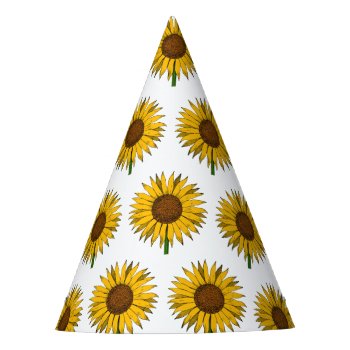 Sunflower Yellow Flower Party Hat by YLGraphics at Zazzle