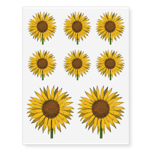 Sunflower Yellow Flower Temporary Tattoos