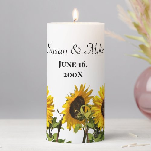 Sunflower Yellow Flower Wedding or Anniversary  Pillar Candle