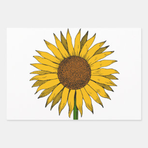 Sunflower Yellow Flower Wrapping Paper Sheets