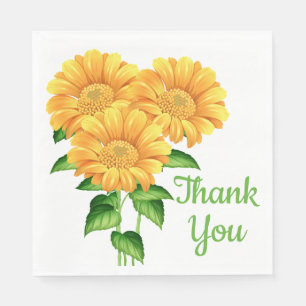 Sunflower Yellow Flowers Wedding Thank You Napkins
