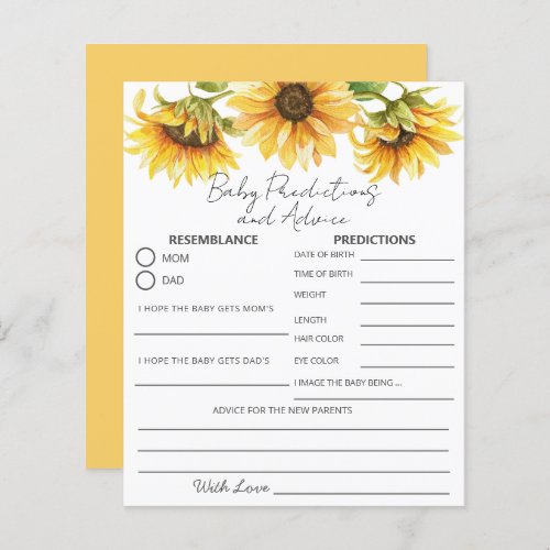 Sunflower Yellow Garden Floral Baby Predictions 