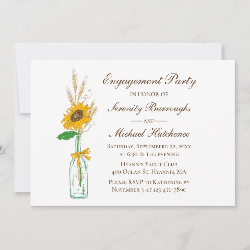 Sunflower Yellow Garden Floral Engagement Party Invitation