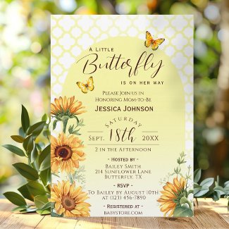 Sunflower Yellow Little Butterfly Baby Shower