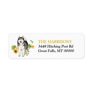 Sunflower Yellow Malamute Dog Label