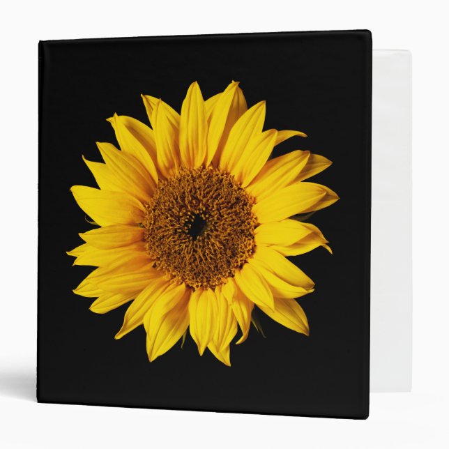 Sunflower Yellow on Black - Customized Sun Flowers 3 Ring Binder (Front/Inside)