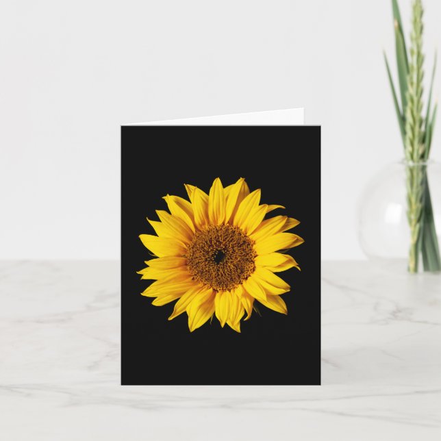 Sunflower Yellow on Black - Customized Sun Flowers Card (Front)