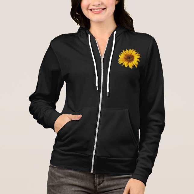 Sunflower Yellow on Black - Customized Sun Flowers Hoodie (Front)