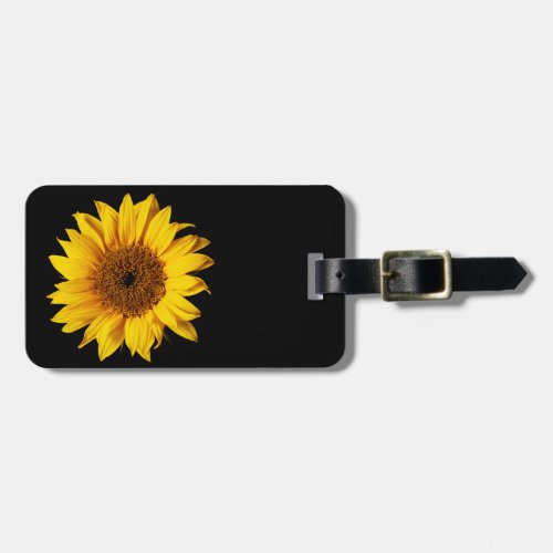 Sunflower Yellow on Black - Customized Sun Flowers Luggage Tag