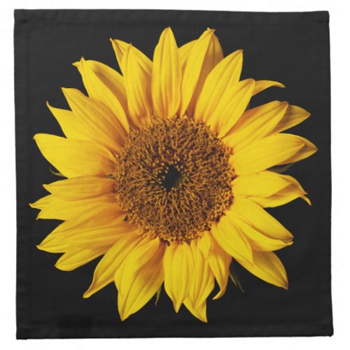 Sunflower Yellow on Black _ Customized Sun Flowers Napkin