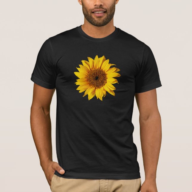 Sunflower Yellow on Black - Customized Sun Flowers T-Shirt (Front)