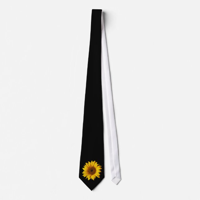 Sunflower Yellow on Black - Customized Sun Flowers Tie (Front)