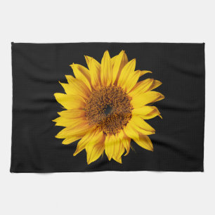 Sunflower Yellow on Black - Customized Sun Flowers Towel