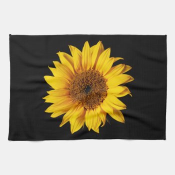 Sunflower Yellow On Black - Customized Sun Flowers Towel by SilverSpiral at Zazzle