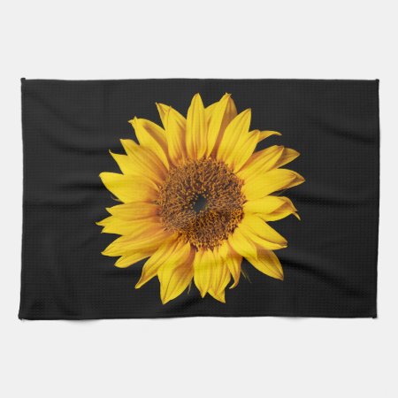 Sunflower Yellow On Black - Customized Sun Flowers Towel