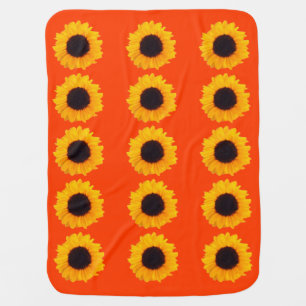 Sunflower Yellow Orange Floral Sunflowers 4Jane Baby Blanket