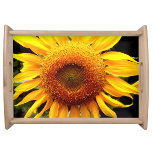 Sunflower, yellow orange flower serving tray