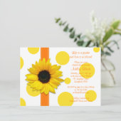 Sunflower Yellow Orange Polka Dot Bridal Shower Invitation (Standing Front)