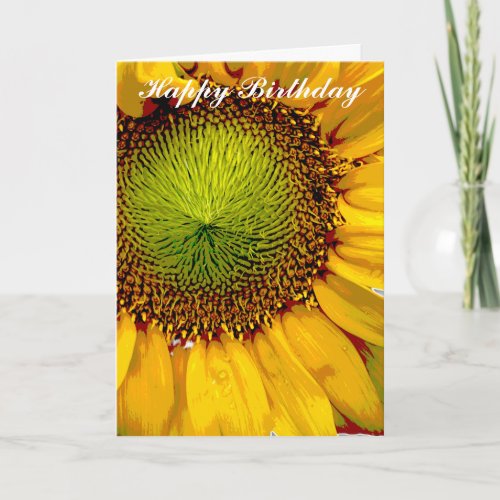 SUNFLOWER YELLOW PHOTO FLORAL HAPPY BIRTHDAY CARD