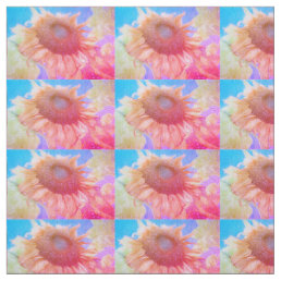 Sunflower Yellow Pink Blue Chic Floral Pattern Fabric
