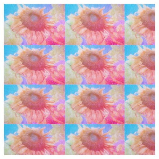 Sunflower Yellow Pink Blue Chic Floral Pattern Fabric