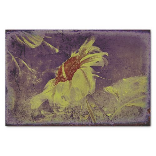 Sunflower Yellow Purple Vintage Antique Sketch Tissue Paper