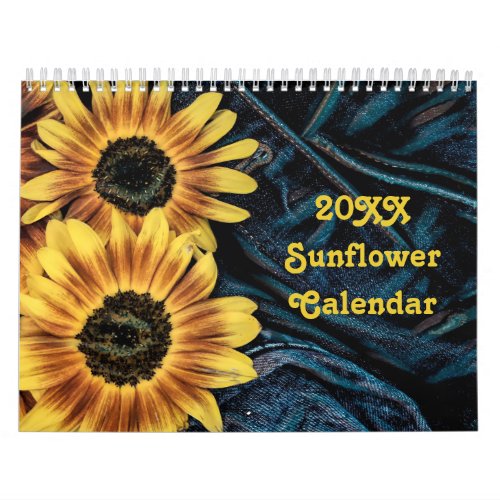 Sunflower Yellow Rustic Country Beautiful 2024 Calendar