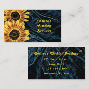 Sunflower Yellow Rustic Denim Blue Jeans Business Card