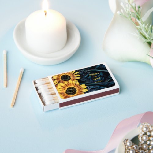 Sunflower Yellow Rustic Denim Blue Jeans Matchboxes