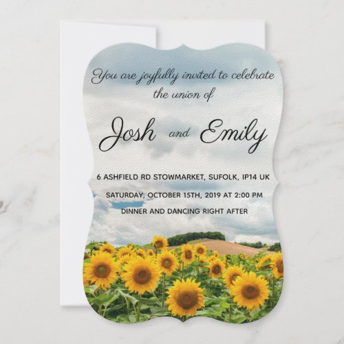 Sunflower Yellow Rustic Wedding invitation