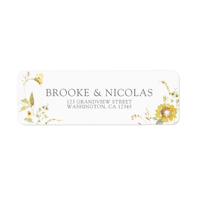 Sunflower Yellow Rustic Wedding Label (Front)