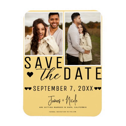 Sunflower Yellow Save the Date 2 Photo Wedding Magnet