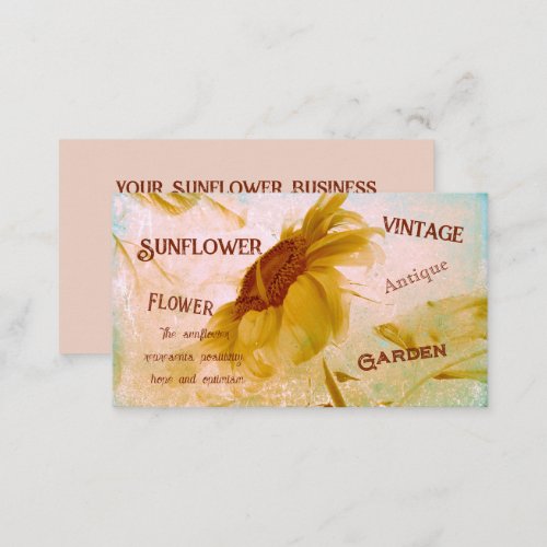 Sunflower Yellow Sepia Vintage Antique Ephemera Business Card
