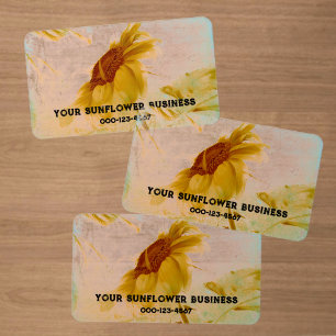 Sunflower Yellow Sepia Vintage Antique Texture Clear Business Cards