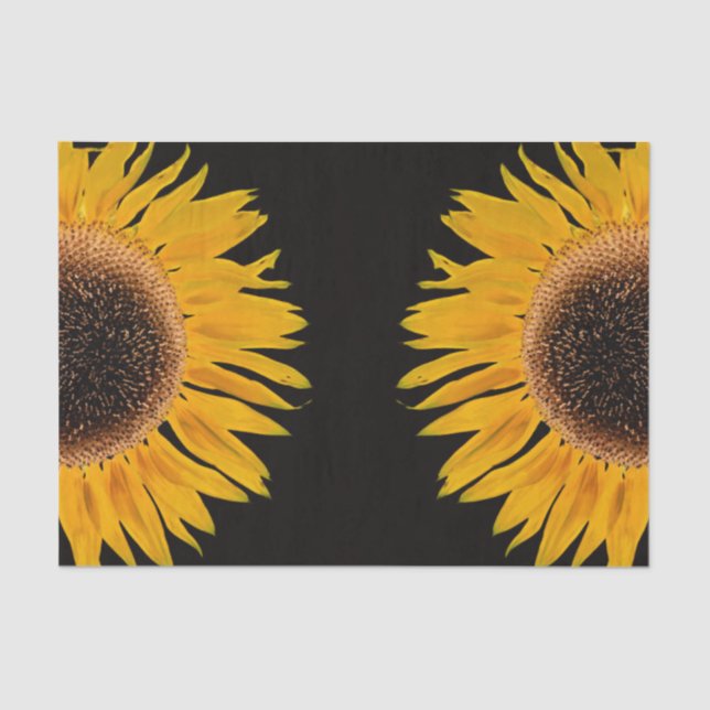 Sunflower Yellow Symmetrical Black Background Tissue Paper (Front)