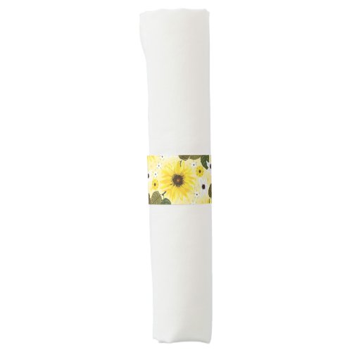 Sunflower  Yellow Tropical Floral Napkin Bands