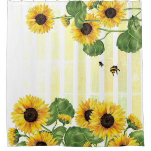 Sunflower Yellow Tropical Floral Shower Curtain
