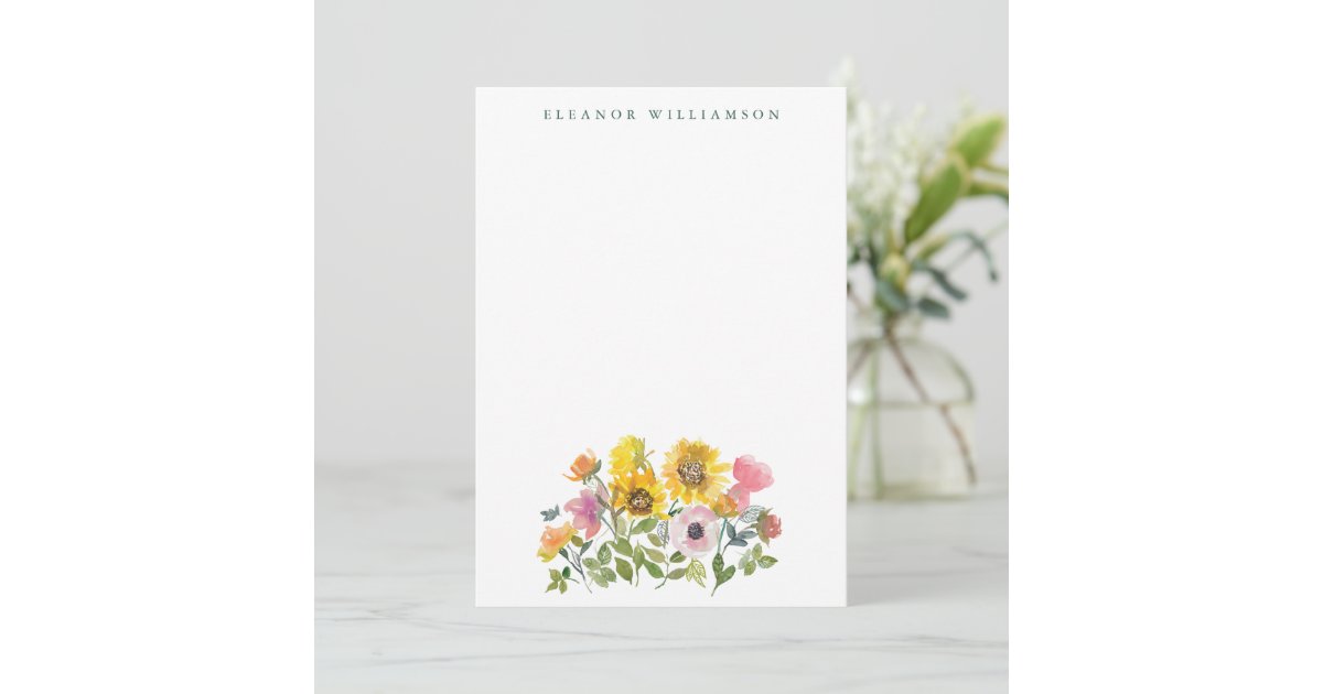 Sunflower Yellow Watercolor Custom Bridal Shower Thank You Card | Zazzle