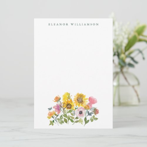 Sunflower Yellow Watercolor Custom Bridal Shower Thank You Card