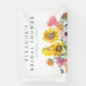Sunflower Yellow Watercolor Floral Bridal Shower Banner (Vertical)