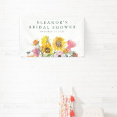Sunflower Yellow Watercolor Floral Bridal Shower Banner (Insitu)