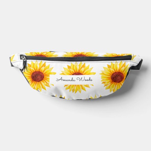 Sunflower Yellow White Floral Fanny Pack
