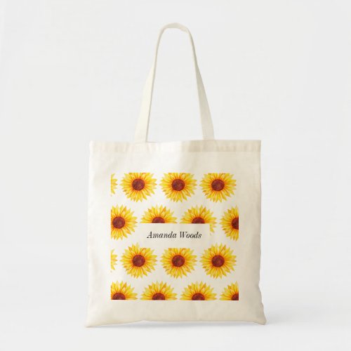 Sunflower Yellow White Floral Tote Bag
