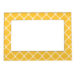 Sunflower Yellow White Moroccan Lattice Magnetic Picture Frame
